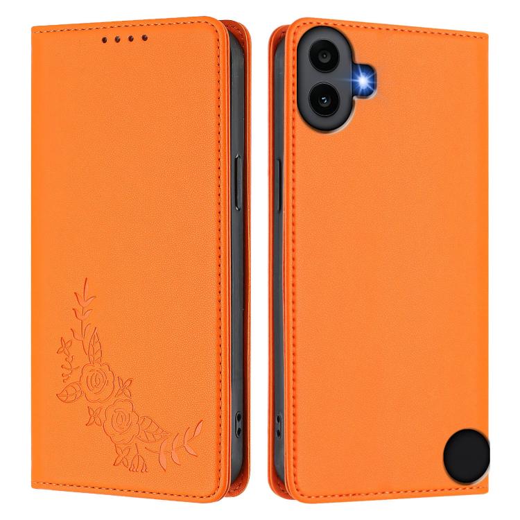 For Nothing CMF Phone 1 Peony Embossed Magnetic RFID Vegan Leather Phone Case