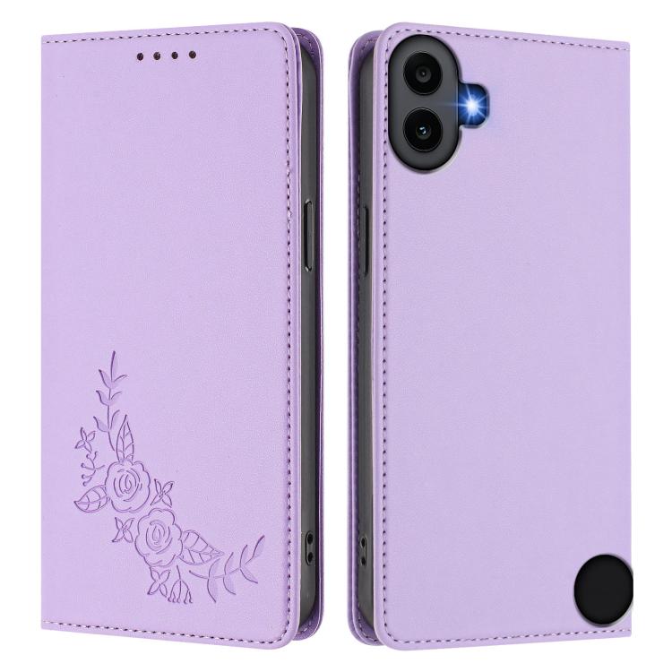 For Nothing CMF Phone 1 Peony Embossed Magnetic RFID Vegan Leather Phone Case