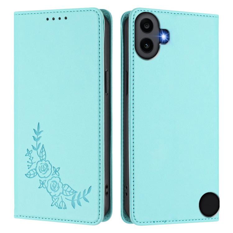 For Nothing CMF Phone 1 Peony Embossed Magnetic RFID Vegan Leather Phone Case