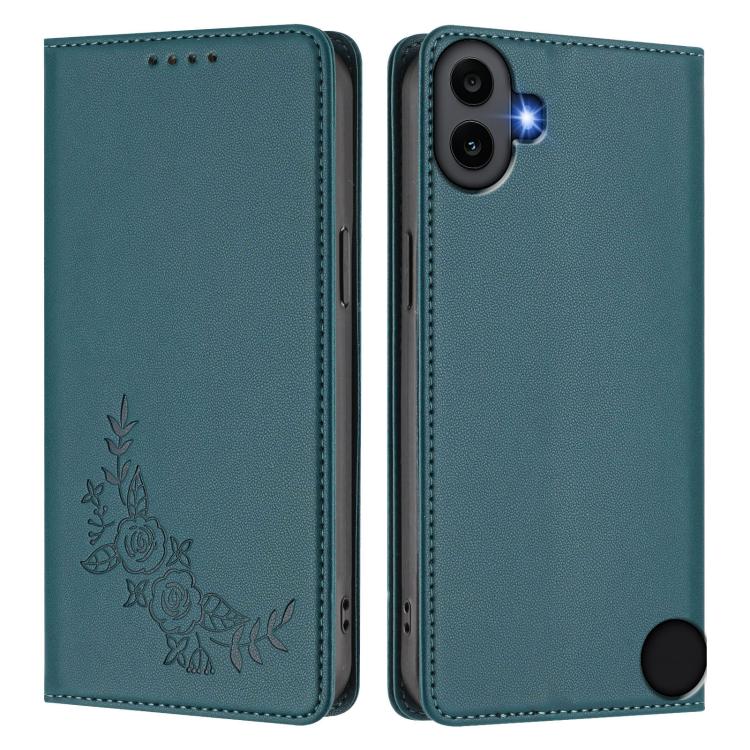 For Nothing CMF Phone 1 Peony Embossed Magnetic RFID Vegan Leather Phone Case