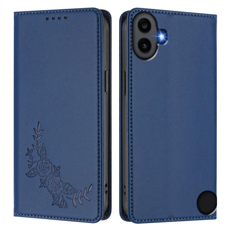 For Nothing CMF Phone 1 Peony Embossed Magnetic RFID Vegan Leather Phone Case