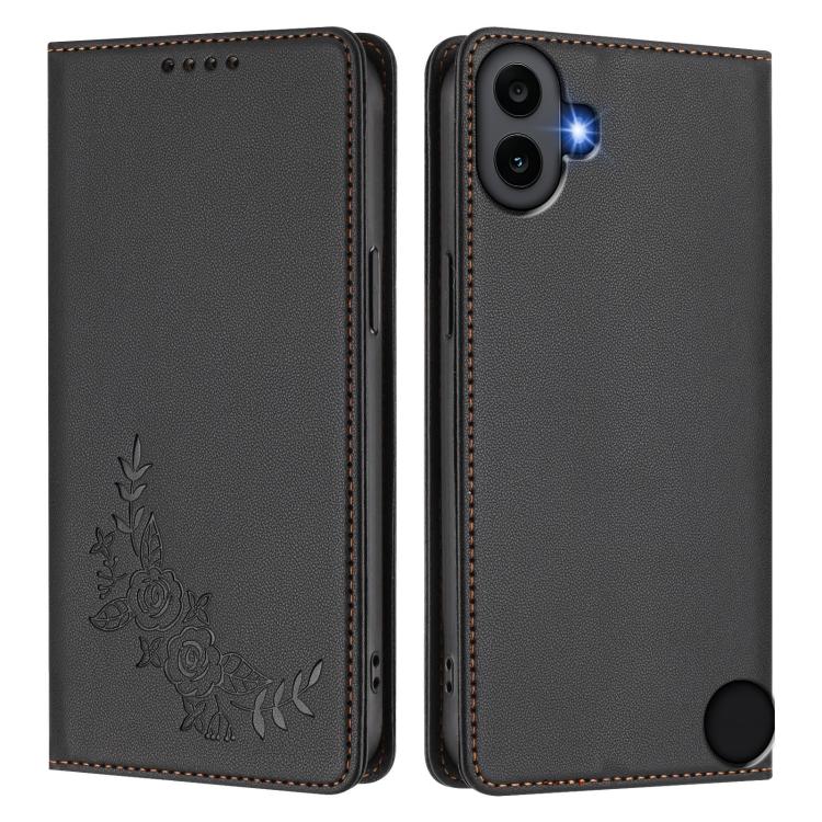 For Nothing CMF Phone 1 Peony Embossed Magnetic RFID Vegan Leather Phone Case
