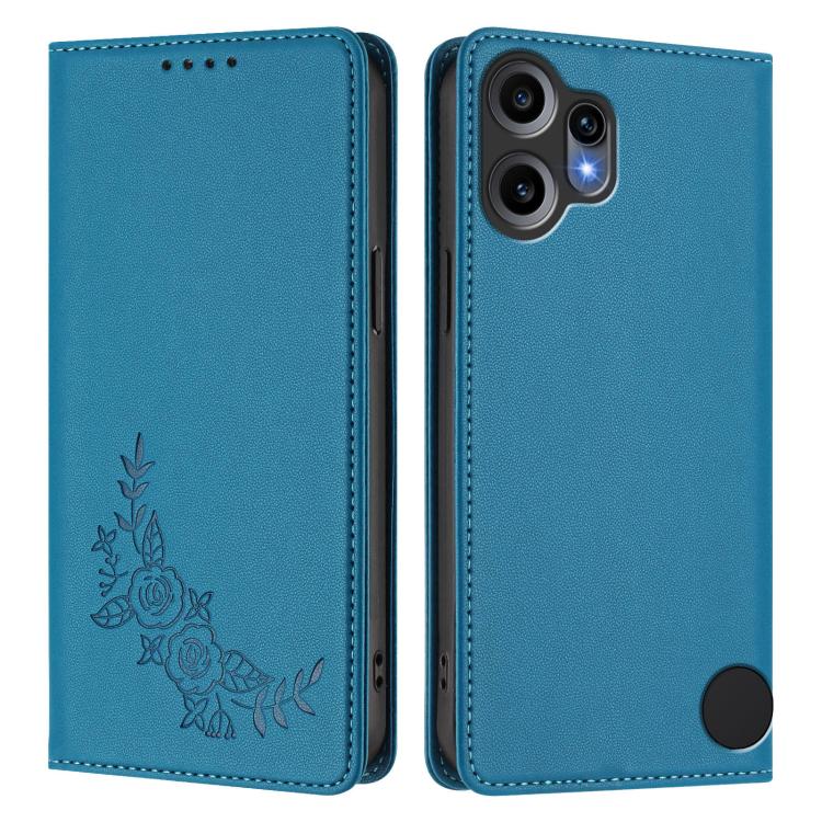 For Nothing CMF Phone 2 Pro Peony Embossed Magnetic RFID Vegan Leather Phone Case