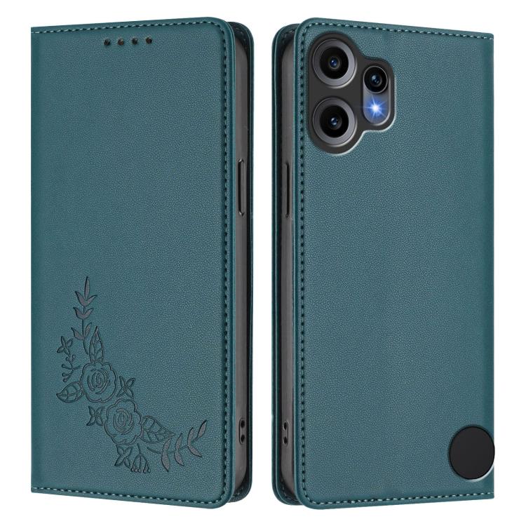 For Nothing CMF Phone 2 Pro Peony Embossed Magnetic RFID Vegan Leather Phone Case