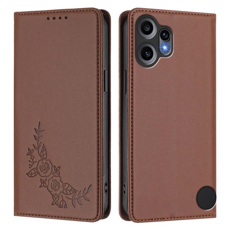 For Nothing CMF Phone 2 Pro Peony Embossed Magnetic RFID Vegan Leather Phone Case