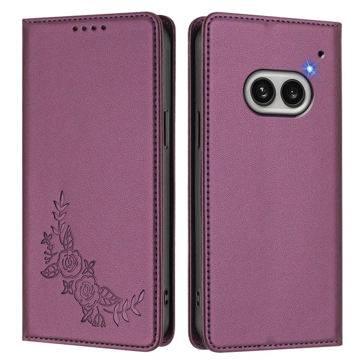 For Nothing Phone 2a Peony Embossed Magnetic RFID Vegan Leather Phone Case