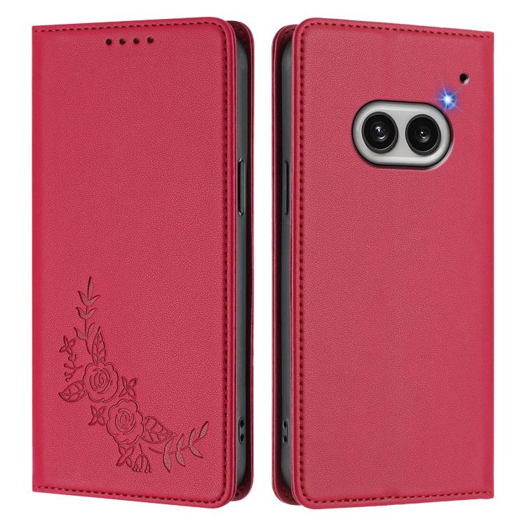 For Nothing Phone 2a Peony Embossed Magnetic RFID Vegan Leather Phone Case