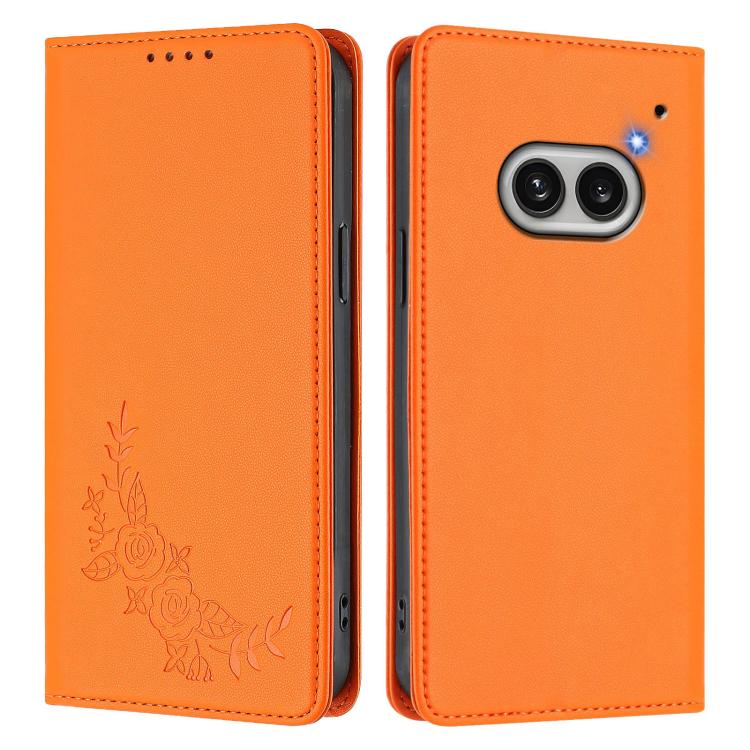For Nothing Phone 2a Peony Embossed Magnetic RFID Vegan Leather Phone Case