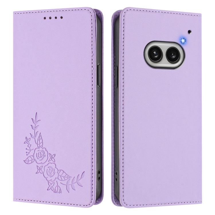 For Nothing Phone 2a Peony Embossed Magnetic RFID Vegan Leather Phone Case