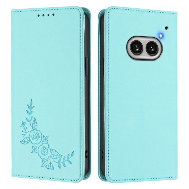 For Nothing Phone 2a Peony Embossed Magnetic RFID Vegan Leather Phone Case