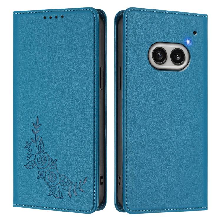 For Nothing Phone 2a Peony Embossed Magnetic RFID Vegan Leather Phone Case
