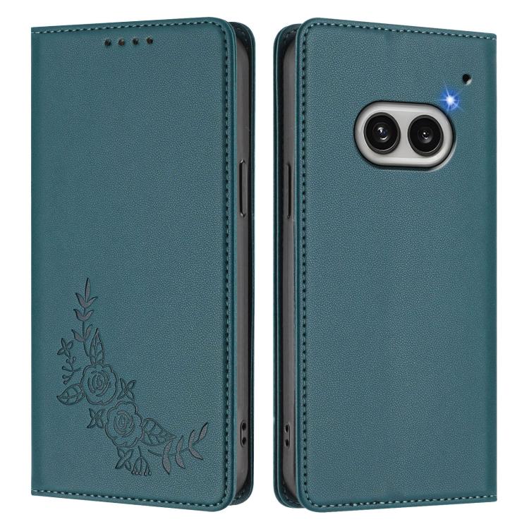 For Nothing Phone 2a Peony Embossed Magnetic RFID Vegan Leather Phone Case