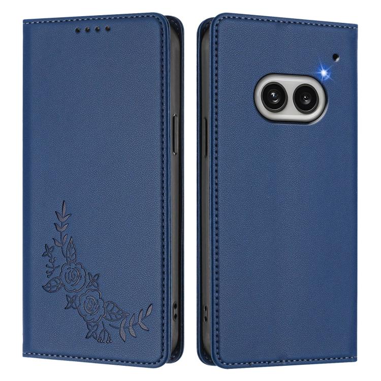 For Nothing Phone 2a Peony Embossed Magnetic RFID Vegan Leather Phone Case