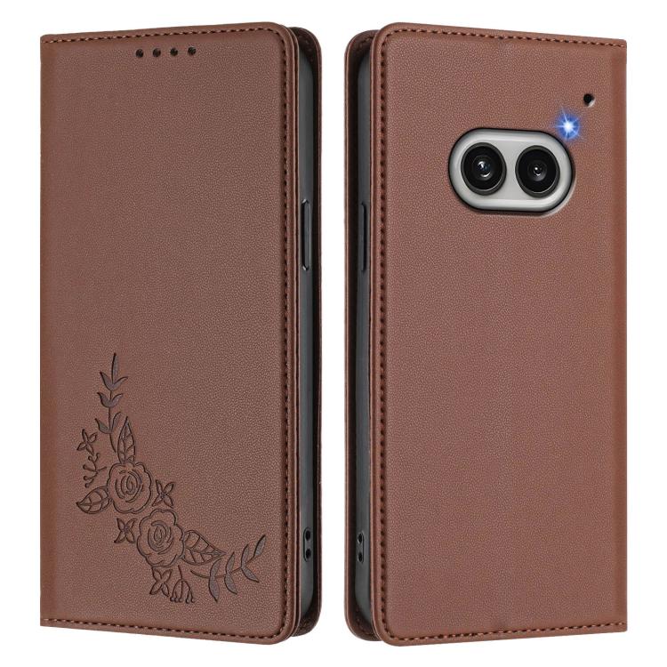 For Nothing Phone 2a Peony Embossed Magnetic RFID Vegan Leather Phone Case