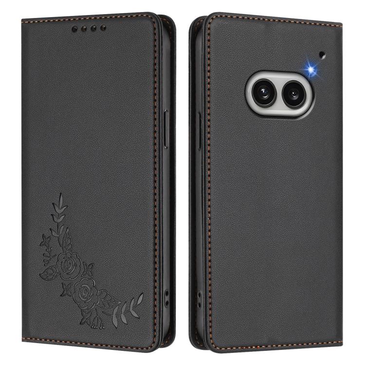 For Nothing Phone 2a Peony Embossed Magnetic RFID Vegan Leather Phone Case
