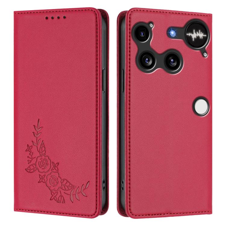 For Nothing Phone 3 Peony Embossed Magnetic RFID Vegan Leather Phone Case