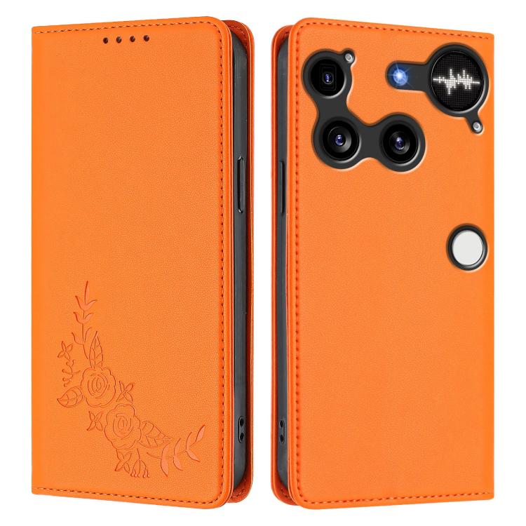 For Nothing Phone 3 Peony Embossed Magnetic RFID Vegan Leather Phone Case