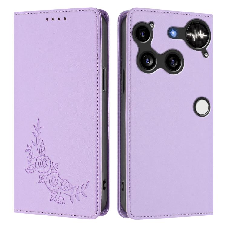 For Nothing Phone 3 Peony Embossed Magnetic RFID Vegan Leather Phone Case