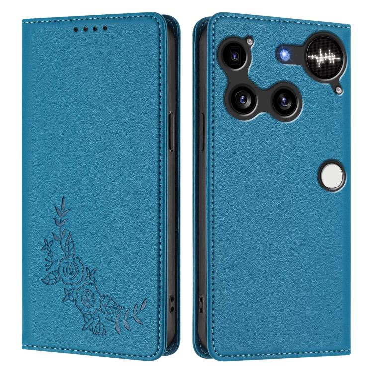 For Nothing Phone 3 Peony Embossed Magnetic RFID Vegan Leather Phone Case