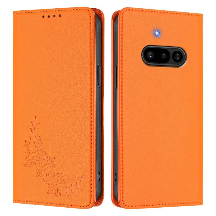 For Nothing Phone 3a Peony Embossed Magnetic RFID Vegan Leather Phone Case