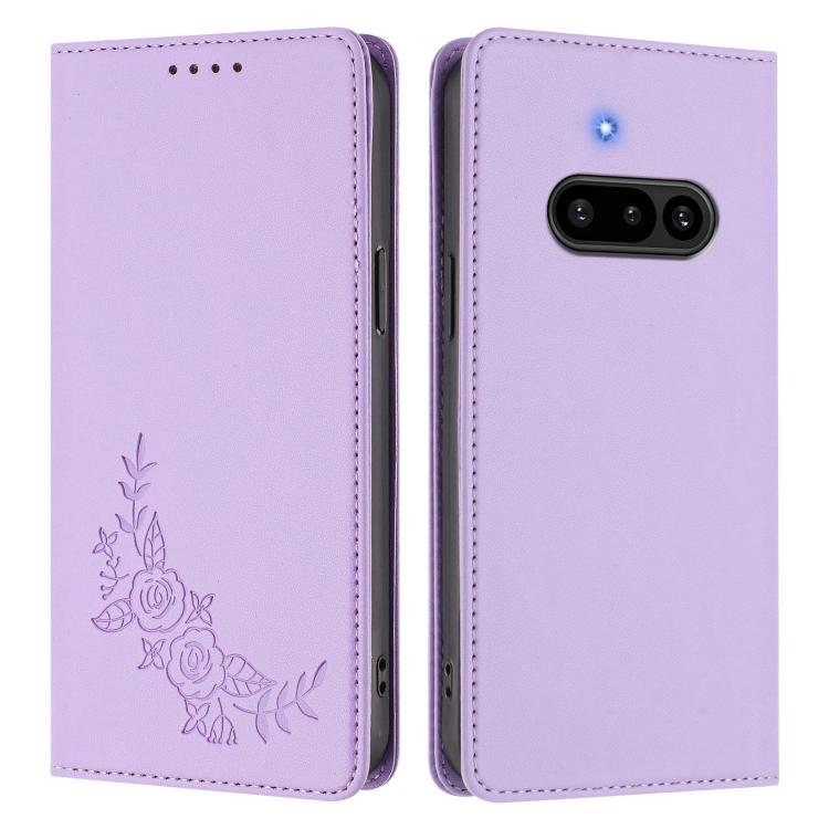 For Nothing Phone 3a Peony Embossed Magnetic RFID Vegan Leather Phone Case