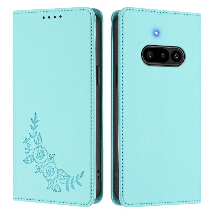 For Nothing Phone 3a Peony Embossed Magnetic RFID Vegan Leather Phone Case
