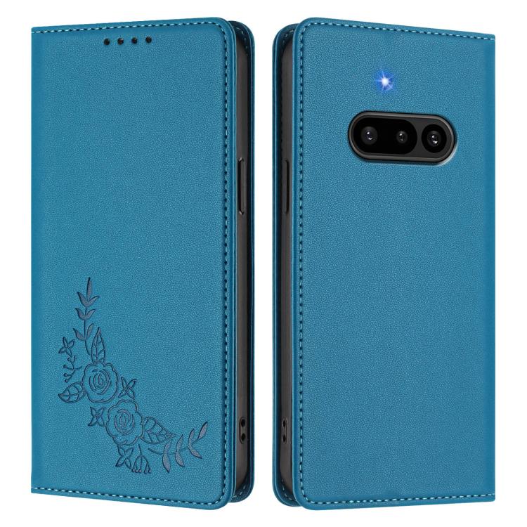 For Nothing Phone 3a Peony Embossed Magnetic RFID Vegan Leather Phone Case