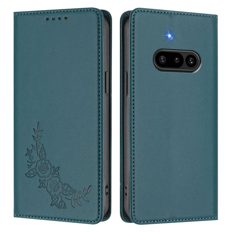 For Nothing Phone 3a Peony Embossed Magnetic RFID Vegan Leather Phone Case