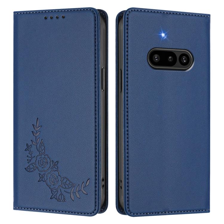For Nothing Phone 3a Peony Embossed Magnetic RFID Vegan Leather Phone Case