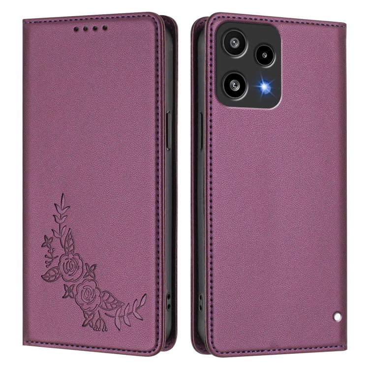 For Nothing Phone 3a Lite Peony Embossed Magnetic RFID Vegan Leather Phone Case