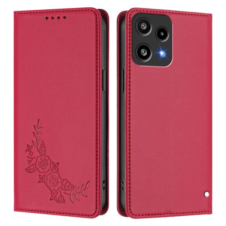 For Nothing Phone 3a Lite Peony Embossed Magnetic RFID Vegan Leather Phone Case