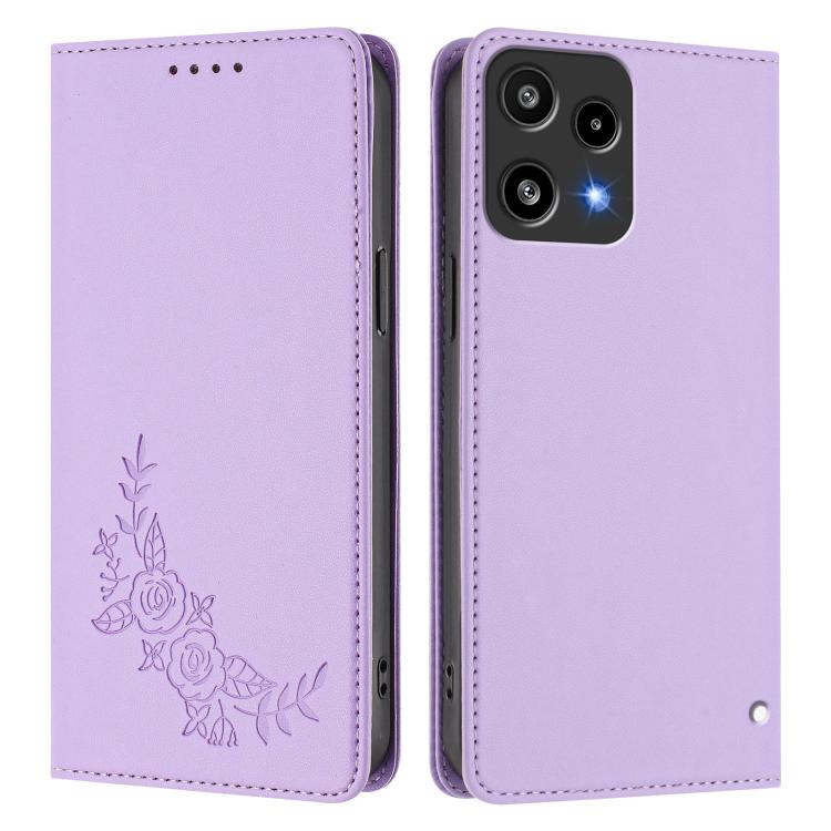 For Nothing Phone 3a Lite Peony Embossed Magnetic RFID Vegan Leather Phone Case