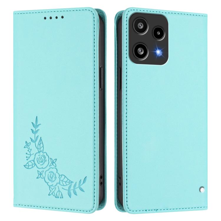 For Nothing Phone 3a Lite Peony Embossed Magnetic RFID Vegan Leather Phone Case