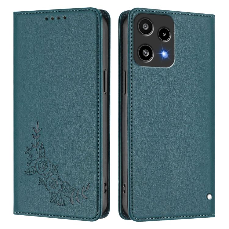 For Nothing Phone 3a Lite Peony Embossed Magnetic RFID Vegan Leather Phone Case