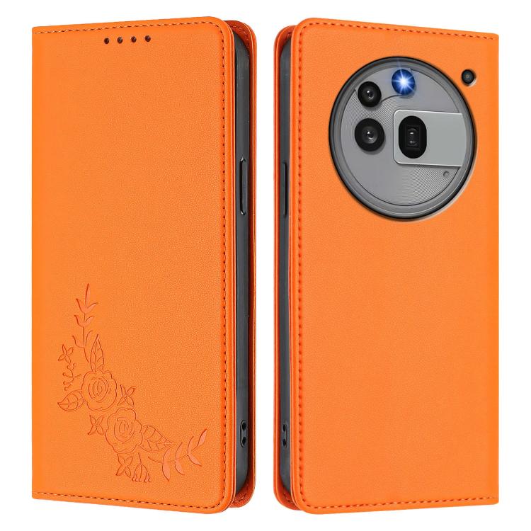 For Nothing Phone 3a Pro Peony Embossed Magnetic RFID Vegan Leather Phone Case