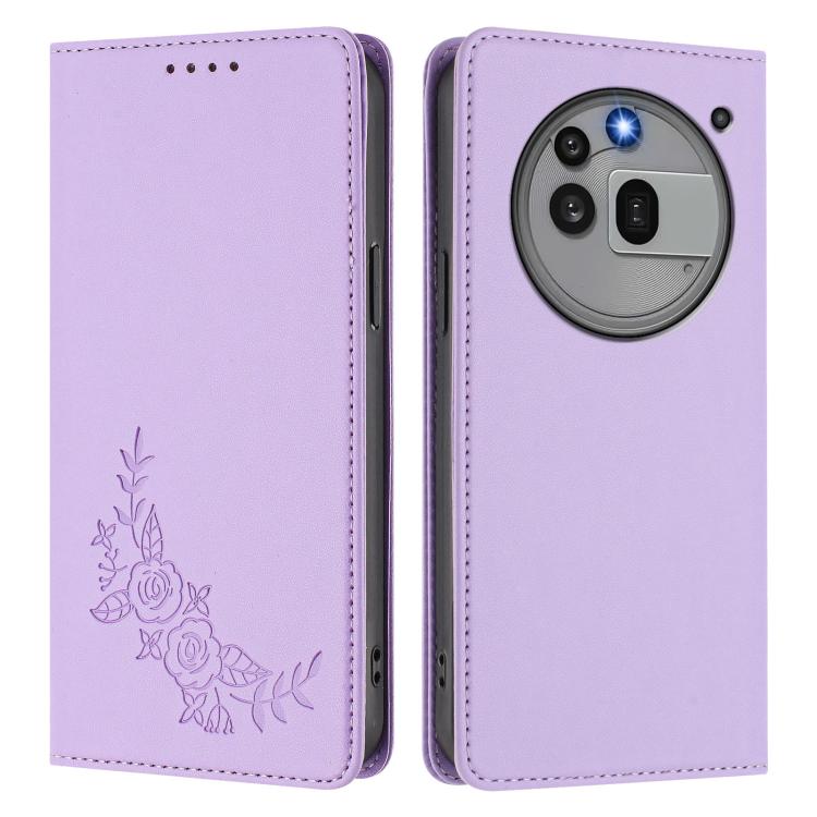 For Nothing Phone 3a Pro Peony Embossed Magnetic RFID Vegan Leather Phone Case