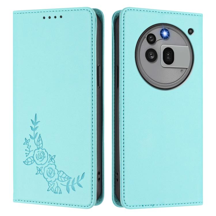 For Nothing Phone 3a Pro Peony Embossed Magnetic RFID Vegan Leather Phone Case