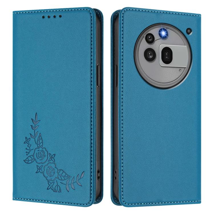 For Nothing Phone 3a Pro Peony Embossed Magnetic RFID Vegan Leather Phone Case