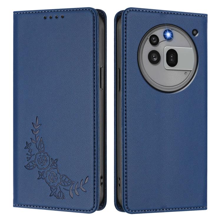 For Nothing Phone 3a Pro Peony Embossed Magnetic RFID Vegan Leather Phone Case