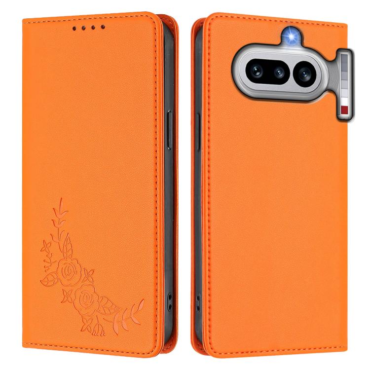 For Nothing Phone 4a Peony Embossed Magnetic RFID Vegan Leather Phone Case