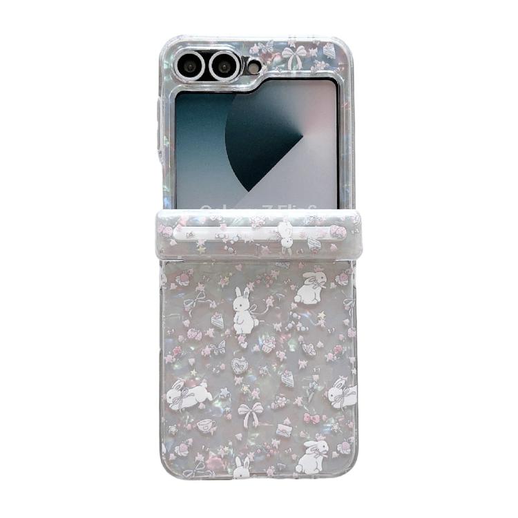 For Samsung Galaxy Z Flip7 FE / 6 Fresh Floral Shell Glitter Magnetic Shockproof Phone Case with Bracelet