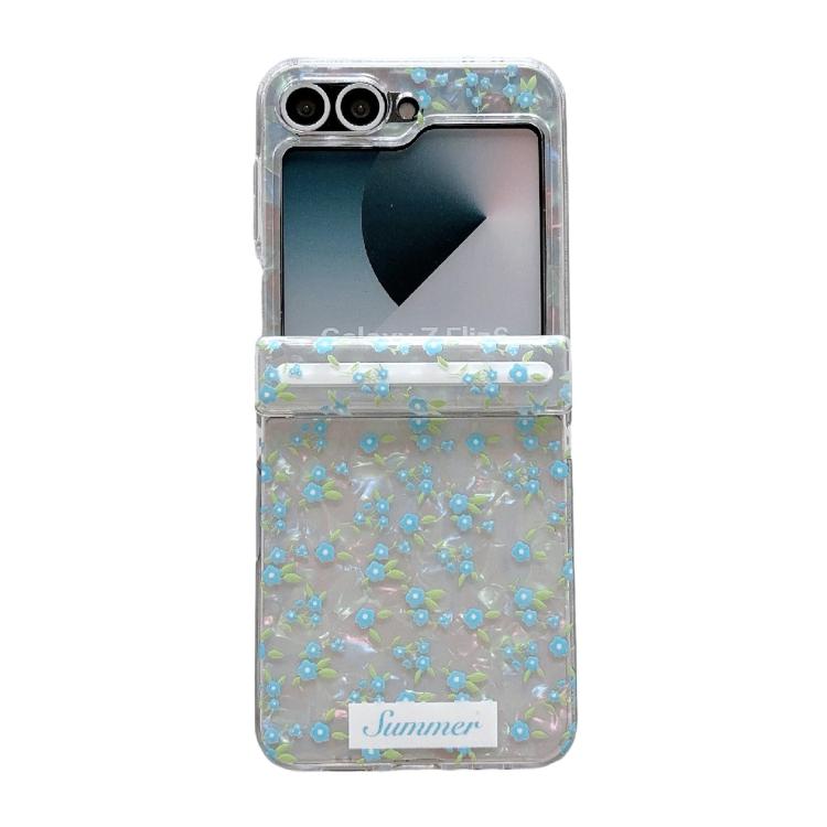 For Samsung Galaxy Z Flip7 FE / 6 Fresh Floral Shell Glitter Magnetic Shockproof Phone Case with Bracelet