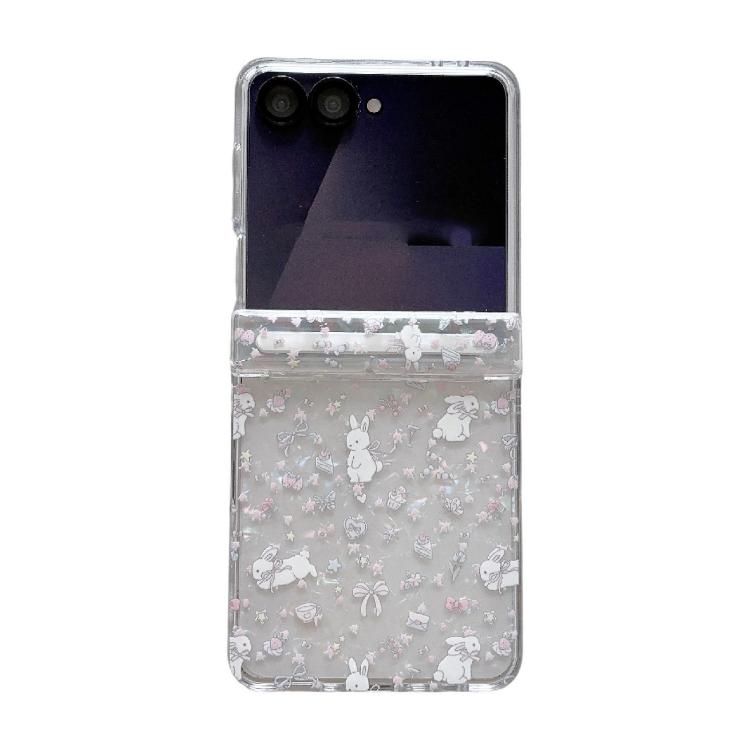 For Samsung Galaxy Z Flip7 5G Fresh Floral Shell Glitter Magnetic Shockproof Phone Case with Bracelet