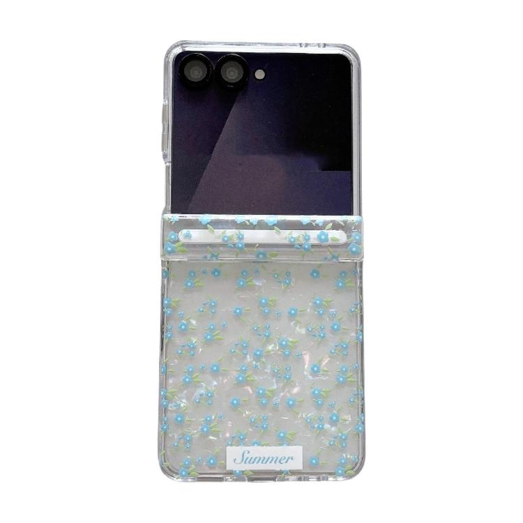 For Samsung Galaxy Z Flip7 5G Fresh Floral Shell Glitter Magnetic Shockproof Phone Case with Bracelet