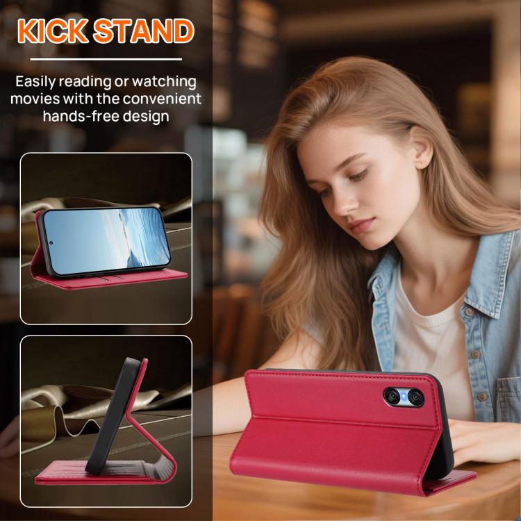 For Sony Xperia 10 VI Peony Embossed Magnetic RFID Vegan Leather Phone Case