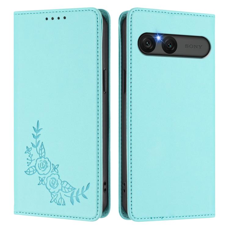 For Sony Xperia 10 VII Peony Embossed Magnetic RFID Vegan Leather Phone Case