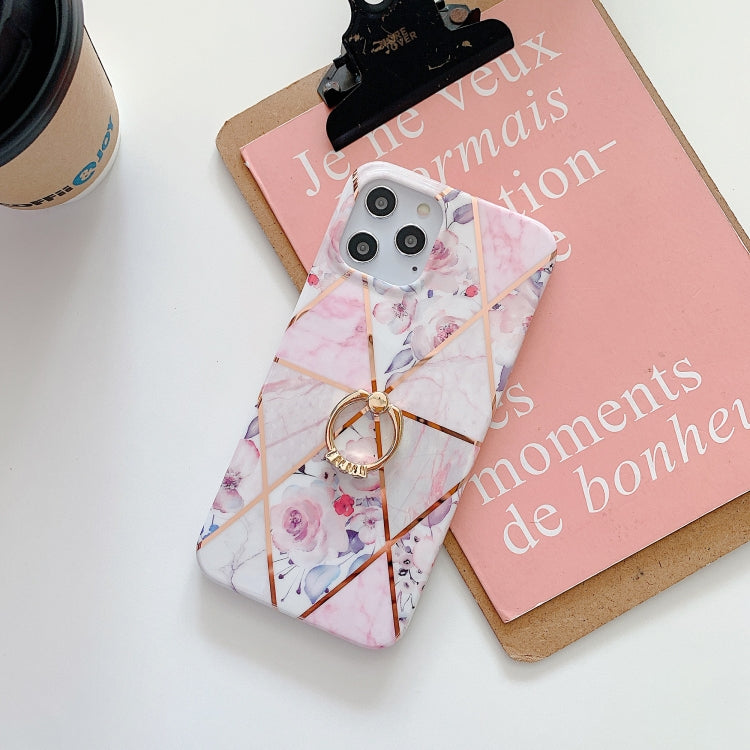 Plating Splicing Pattern Soft TPU Protective Case With Stand Ring Holder For iPhone 11 Pro Max
