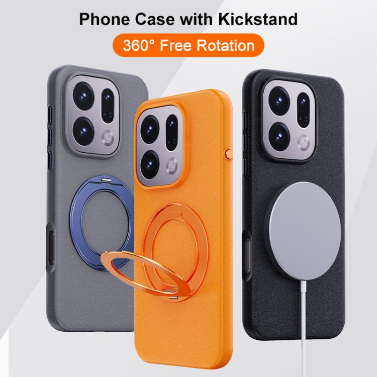 For OPPO Find X9s Pro 5G Boundless Series Rock Sand Magnetic Phone Case with 360 Degree Rotating Alloy Stand