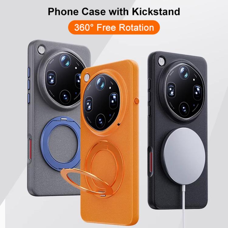 For OPPO Find X9 Ultra 5G Boundless Series Rock Sand Magnetic Phone Case with 360 Degree Rotating Alloy Stand