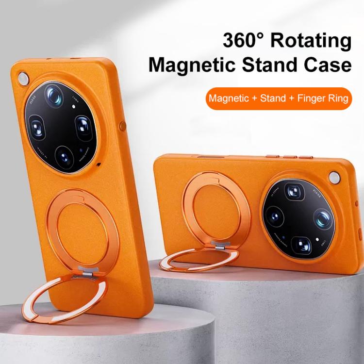 For OPPO Find X9 Ultra 5G Boundless Series Rock Sand Magnetic Phone Case with 360 Degree Rotating Alloy Stand